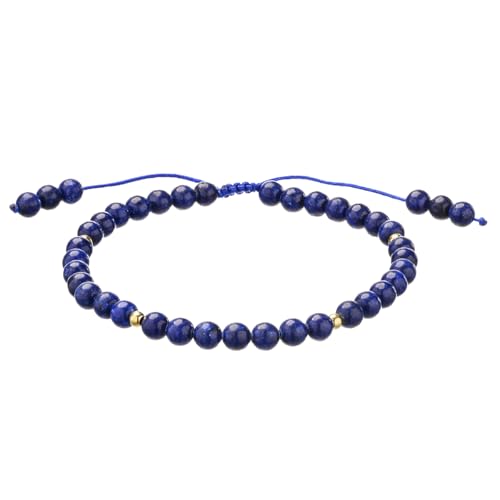 Softones 6mm Natural Stone Anklet for Women Gemstone Ankle Bracelets for Women Healing Energy Crystal Anklets Adjustable(8.5-10 Inches) - color: Lapis Lazuli