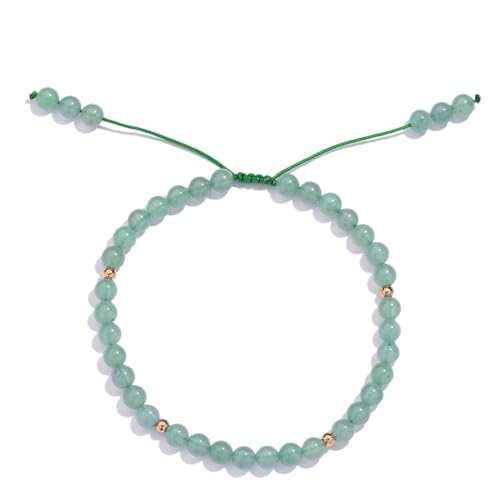 Softones 6mm Natural Stone Anklet for Women Gemstone Ankle Bracelets for Women Healing Energy Crystal Anklets Adjustable(8.5-10 Inches) - color: Aventurine