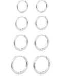 Dainty 6 Pairs Surgical Steel Earrings Sets for Multiple Piercing, Lightweight 14K Gold Plated Small Huggie Hoop Earrings, Flat Back Tiny Ball CZ Stud Earrings for Cartilage, Helix, Lobe, Hypoallergenic - style: Silver- 6/8/10/12mm Hoop Earrings