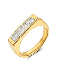 YeGieonr Gold Rings for Women Non Tarnish - 18K Gold Plated Stainless Steel Chunky Oval Statement Ring, Dainty Thick Waterproof Stackable Ring - color: Rectangle, size: 9