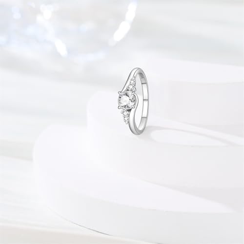 KUNSIR 925 Sterling Silver Rings Classic Cubic Zirconia Eternity Promise Statement Anniversary Wedding Bands Engagement Rings for Women Infinity Forever Love Ring Size 7-9 - style: Guardian Galaxy Ring