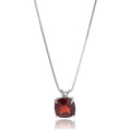 MAX + STONE Cushion Cut Gemstone Necklace | 8mm Solitaire Birthstone Necklace for Women | Gemstone Pendant Necklaces with 18 inch Box Chain - color: Garnet