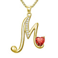 Birthday Gifts for Women 18k Gold Initial Necklaces for Women Simple Alphabets Letters with Birthstone Pendants Name Jewelry Anniversary Wedding Gifts for Sister Daughter Her (with Gift Box) - color: 07-Jul-Ruby, style: Letter M