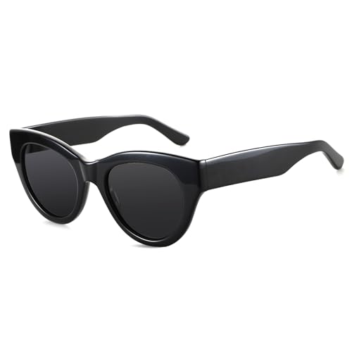 ZENOTTIC Polarized Sunglasses Women Round: Trendy Sun Glasses for Ladies - Retro Classic Shades UV400 Protection - color: C01 Black Frame Black Lens