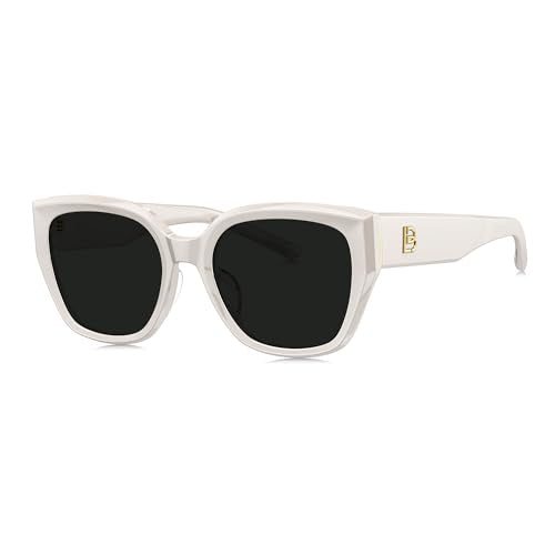 BOLON Women Trendy Cat Eye Polarized Sunglasses, Exclusive Eyewear Brand of EssilorLuxottica - color: Nude Beige/Grey Polarized Small