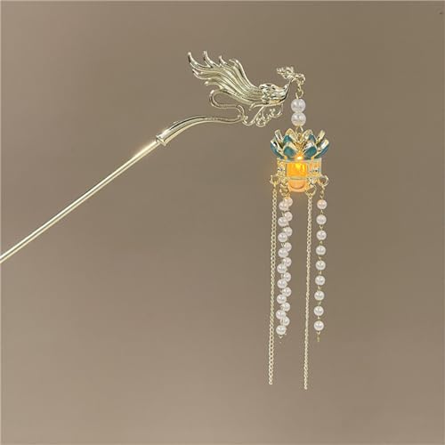 Lantern Light Hairpin Hair Stick Hair Accessories Coiled Tassel Hair Antique Hair pin for Women #04 - color: Color 034#04
