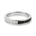 Channel Set Cubic Zirconia Eternity Band Rings for Women Men | 18k Gold Plated Cubic Zirconia,Minimalist Non Tarnish Hypoallergenic Wedding Band Stackable Ring - color: Black & White-4mm