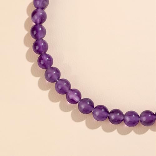 Natural Gemstone Beads Bracelets Healing Crystal Stone Beaded Bracelet for Women Men Handmade Spiritual Jewelry Gifts - color: Amethyst, size: Round Beads