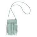 Women Leather Fringe Messenger Bag Mini Hobo Crossbody Tassel Shoulder Bags - color: Blue