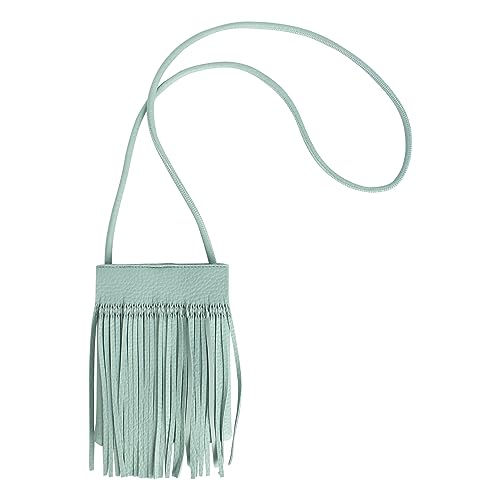 Women Leather Fringe Messenger Bag Mini Hobo Crossbody Tassel Shoulder Bags - color: Blue