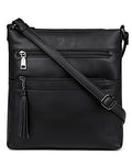 MASINTOR Crossbody Purses for Women, Multi Pocket Casual Crossbody Bag, Adjustable Strap Shoulder Bag with Tassel - color: Pure Black