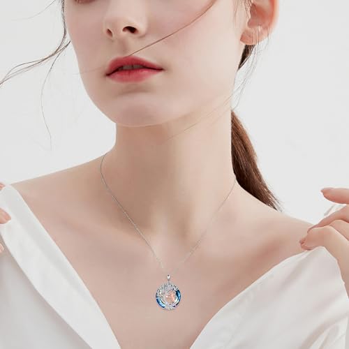 YFN Tree of Life Necklace Sterling Silver Crystal Jewelry Graduation Birthday Gifts for Women - color: Tennis