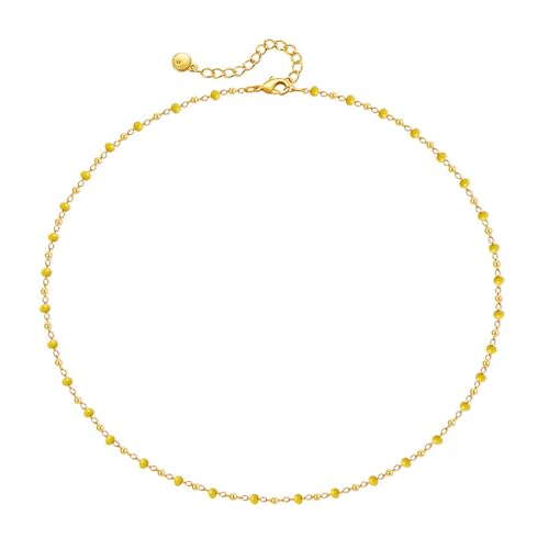 Beaded Choker Necklaces for Women 18k Gold Plated Dainty Gold Choker Necklaces for Women - style: yellow choker