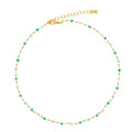 FUTIMELY Bohemia Green Beaded Beads Choker Necklace for Women,Simple Fresh Green Beaded Square Round Bead Choker Necklace - color: Gold