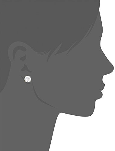 Amazon Essentials Plated Sterling Silver Cubic Zirconia Stud Earrings (Round & Princess) - color: White/Yellow Gold, size: 8.5 mm, style: Round Cut