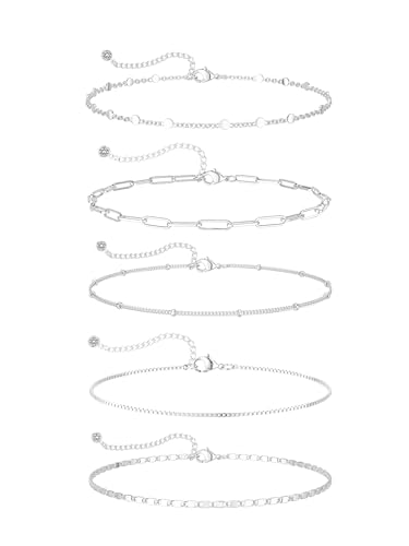 14K Gold/Silver Plated Ankle Bracelets for Women Anklet Set Waterproof Tarnish Resistant Adjustable Dainty Layered Lightweight Hypoallergenic Vacation Beach Pool Party Summer Jewelry Gift - style: Style3