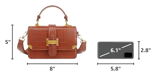 LL LOPPOP Women's Small Classy Crossbody Purse Top Handle Handbags Leather Satchel Bags for Women - color: A-brown(2035)