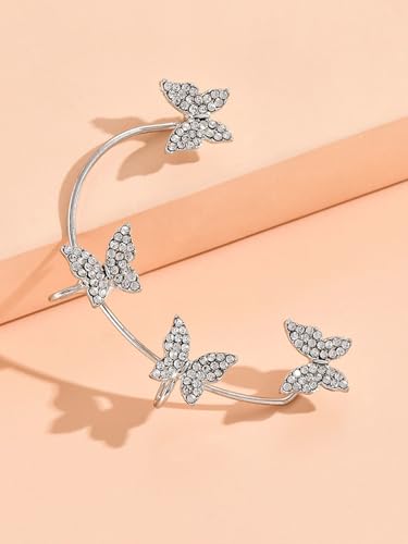 2 PCS Butterfly Ear Cuff Fairy Wing Cuff Wraps Vintage Non-Piercing Fake Earrings for Women Bridal Wedding Party Prom Ball Jewelry Crystal Rhinestone Sparkling - style: Style5