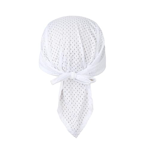 PURFUN Men Women Breathable Cycling Bandana Headscarf Adjustable Sweat Wicking Quick Dry Mesh Head Scarf Wrap Liner Skull Cap - color: White