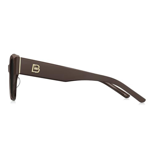 BOLON Women Trendy Cat Eye Polarized Sunglasses, Exclusive Eyewear Brand of EssilorLuxottica - color: Solid Coffee/Grey Polarized Small
