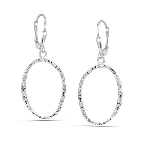 LeCalla 925 Sterling Silver Drop Earrings | Lever-Back Drop Earrings | Hypoallergenic Silver Teardrop Leverback Dangle Earring for Women Jewelry Gifts - color: Classic Hammered-37MM