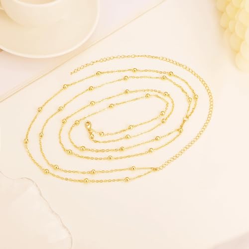 YBO Waist Chain 18K Gold Plated Body Jewelry for Women Adjustable Bikini Belly Belt Sexy Waist Beads Summer Beach - style: Double Beads-G