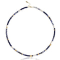 Beaded Gemstone Necklaces for Women Colorful Boho Choker Necklace Beauty And Spirit For Women (blue-silver) - color: dark blue
