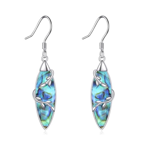 TIGER RIDER Abalone Shell 925 Sterling Silver Dangle Earrings Lightweight Filigree Dangle Drop Earrings for Women - style: Raindrop abalone