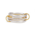 Gold/Silver Interlocked Rings For Women Dainty Stainless Steel Cubic Zirconia Stackable Statement Rings Two-toned Connected Bands Rings Non Tarnish (size 6-10) - color: R-CZ-Silver gold silver ring