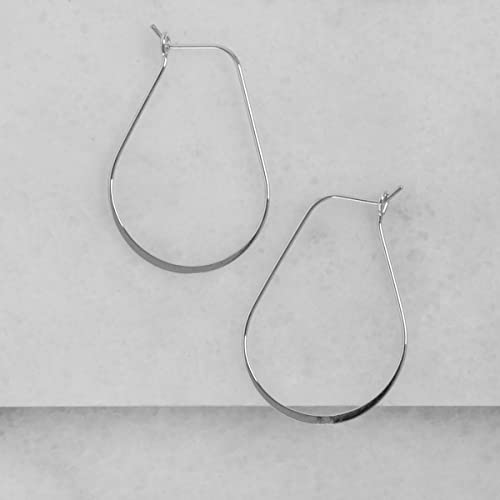 Oval Threader Hoop Earrings for Women - Lightweight Thin Teardrop Earring Hoops - 14k Gold, Rose or 925 Sterling Silver Plated - color: 1.4" inch - 925 Sterling Silver Plated