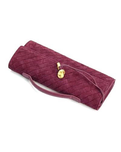 NEWBELLA Handwoven Women's Clutch Purse, Crossbody Bag with Adjustable Strap for Evening & Casual Use - color: Matted Burgundy