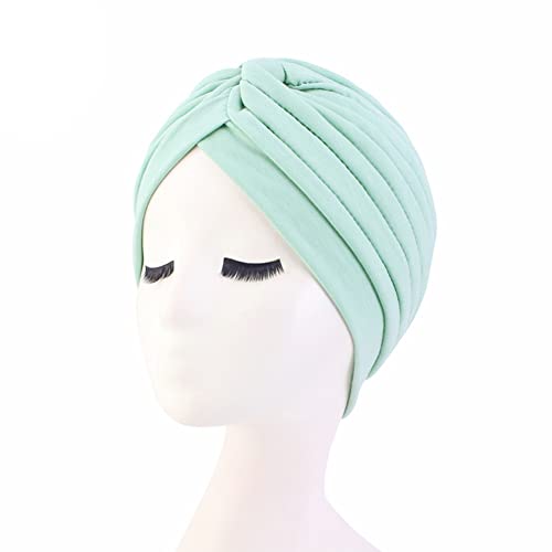 beauty YFJH Women's Cotton Turban Head Wrap Cancer Chemo Beanies Cap Headwear Cap Bonnet Hair Loss Hat - color: Khaki Pink Blue Bean Green