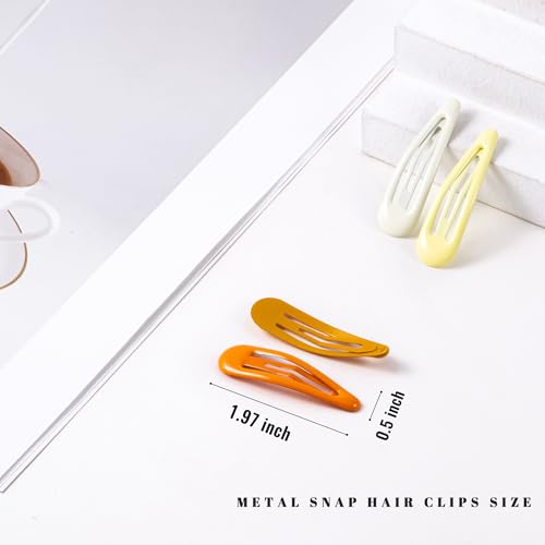 20 PCS Metal Snap Hair Clips Water Drop No Slip Barrettes for Women Bright Small Hair Clips For Thick And Thin Fine Hair,Multiple Yellow Orange,1.97 x 0.5 In. - color: Multiple Yellow Orange