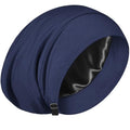 100% Mulberry Silk Bonnet for Sleeping Women Men, Real Silk Lined Bonnets for Curly Hair, Braid Sleep Cap Black Womens - color: Dark Blue