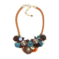 Chunky Statement Wood Pendant Necklace for Women Rope Braided Colorful Resin Stone Tribal Ethnic Bold Boho Fashion Jewelry - color: N1540-colorful