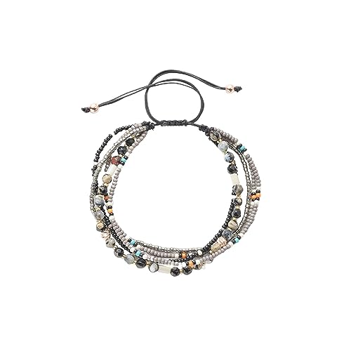 Fuqimanman2020 Boho Braided Beaded Ankle Bracelets Handmade Adjustable Beach Wrap Bracelet Draw String Anklets Bracelets Gifts for Women - color: Gray