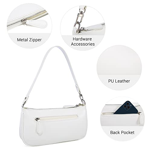 Loiral Small Purse for Women, Retro Classic Tote HandBag Shoulder Bags Clutch Purse - color: 1 White(mooth)