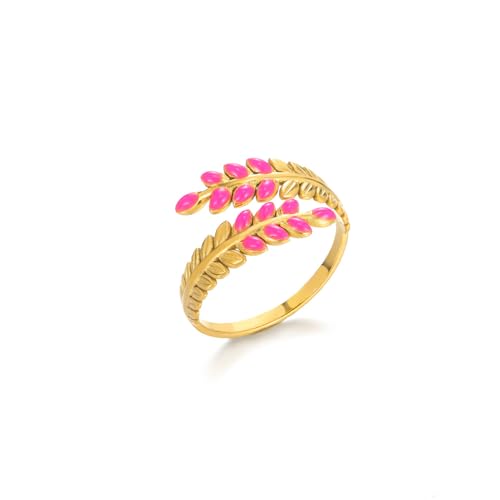 14K Gold Plated Adjustable Open Ring Dainty Cute Leaf Thumb Non Tarnish Gold Stackable Rings Vintage Unique Boho Western Turquoise Hypoallergenic Fashion Jewelry Gift - color: A