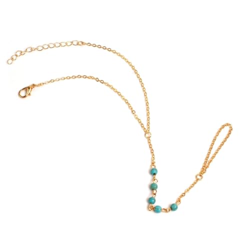choice of all Hand Chain Bracelet Gold Finger Ring Bracelet Hand Chain for Women Trendy Birthday Jewelry Gifts - color: B9:Turquoise ring bracelet