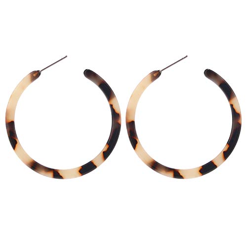 BaubleStar Tortoise Shell Resin Hoop Earrings Fashion Jewelry - color: Blond Tortoise