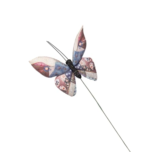 Berfutall-Artificial Feather 3D Butterfly Party Decorations Set of 12 with Clip 12 Color Ornaments for Christmas Tree (D Wire) - color: D Wire