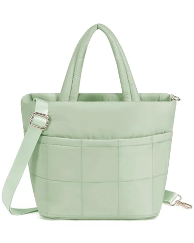 ECOHUB Crossbody Bags for Women Small Puffer Tote Mini Shoulder Handbags RFID Anti Theft CrossBody Purse Travel Casual Wallet - color: Mint Green