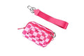 Wristlet Wallet for Women Mini Zip Card Case with Clear ID Window Zipper Coin Purse Lightweight Portable Keychain Wallet - color: Rose Red