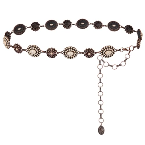 Montana West Rustic Couture's Large Western Concho Metal Belts for Women Cowgirl - color: Angel White