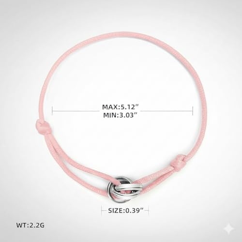 Red/Black/Pink String Bracelet for Protection and Good Luck, Adjustable Handmade Rope Bracelet with Gold/Silver Trinity Ring, Karma Friendship Bracelet for Women Men, Lucky Amulet Gift - color: Pink-sliver