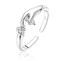 PARCOM Adjustable Women Stackable Ring, 925 Sterling Silver Open Rings - Trendy Eternity Cubic Zirconia Stackable Band Engagement Promise Ring for Her, Hypoallergenic Non Tarnish Nature Bird Floral Thumb Rings - color: Hand-in-Hand