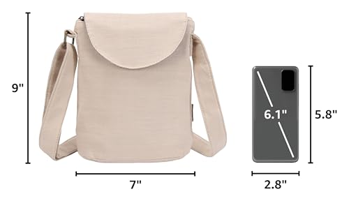 OPQRSTU Women's Retro Small Size Canvas Shoulder Bag Hippie Boho Crossbody Handbag - color: Off-white