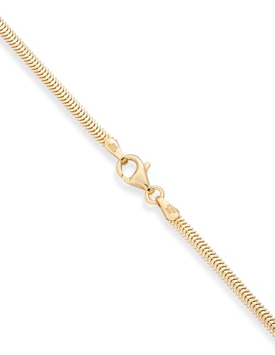 Miabella Italian Solid 925 Sterling Silver, 18K Yellow Gold Plated 2mm Domed Herringbone Snake Chain Link Bracelet for Women Men, Made in Italy - color: 18K gold plated 925 sterling silver, size: Length 7 inches