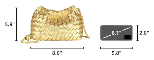 Joryin Woven Women's Crossbody Bag & Evening Purse, Trendy Dumpling Clutch & Hobo Cloud Shoulder Bag Trendy Dumpling Clutch - color: Woven Leather-golden