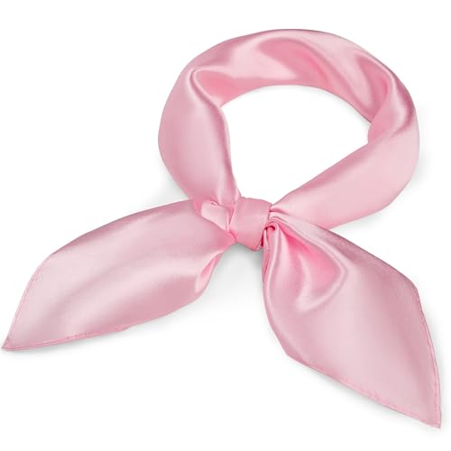 American Trends Women Silk Feeling Scarf Satin Head Scarves Square Wrap Neck Scarf Lightweight Silk Like Bandana - color: 05 Pink